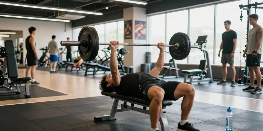 Man lifting weights in a gym showcasing steroidi anabolizzanti effects on strength and fitness.
